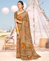 Vishal Prints Dark Beige Printed Georgette Saree