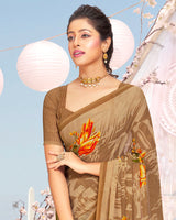 Vishal Prints Dark Beige Printed Georgette Saree