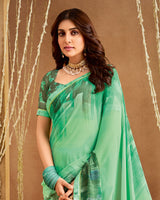 Vishal Prints Summer Green Printed Georgette Saree With Fancy Border