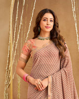 Vishal Prints Peachy Orange Printed Georgette Saree With Fancy Border