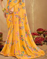 Vishal Prints Light Orange Printed Georgette Saree With Fancy Border
