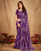 Vishal Prints Plum Purple Printed Georgette Saree With Fancy Border