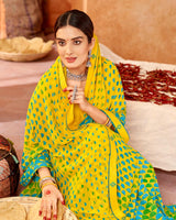 Vishal Prints Yellow Printed Georgette Saree With Fancy Border