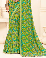 Vishal Prints Multi Green Printed Georgette Saree With Fancy Border