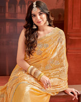 Vishal Prints Pastel Orange Designer Fancy Satin Saree With Embroidery Work And Cut Work Fancy Border