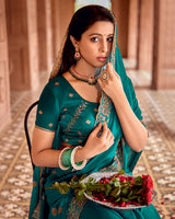 Vishal Prints Rama Green Designer Fancy Satin Saree With Embroidery-Diamond Work And Fancy Cut Work Border