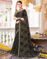Vishal Prints Black Brasso Saree With Diamond Work And Zari Border