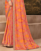 Vishal Prints Pastel Brown Printed Brasso Saree With Fancy Border