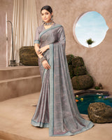 Vishal Prints Light Mauve Printed Brasso Saree With Fancy Border