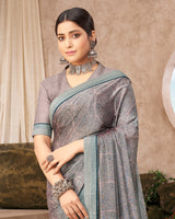 Vishal Prints Light Mauve Printed Brasso Saree With Fancy Border