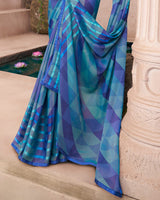 Vishal Prints Violet Printed Brasso Saree With Fancy Border