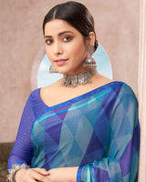 Vishal Prints Violet Printed Brasso Saree With Fancy Border