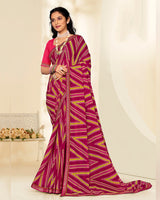 Vishal Prints Purple Red Printed Georgette Saree With Fancy Border