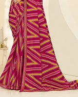 Vishal Prints Purple Red Printed Georgette Saree With Fancy Border