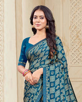 Vishal Prints Venice Blue Printed Chiffon Saree With Fancy Border