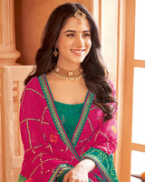 Vishal Prints Burnt Pink Printed Chiffon Bandhani Print Saree With Foil Print And Fancy Border