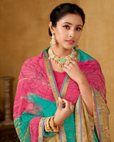 Vishal Prints French Beige Printed Patterened Georgette Saree With Fancy Border