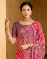 Vishal Prints Dusty Pink Printed Patterened Georgette Saree With Fancy Border