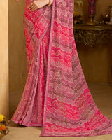 Vishal Prints Dusty Pink Printed Patterened Georgette Saree With Fancy Border