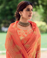 Vishal Prints Persian Red Designer Fancy Art Silk Saree With Embroidery-Diamond Work And Cut Work Border