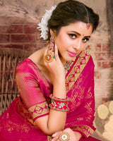 Vishal Prints Rani Fancy Brasso Saree With Foil Print And Zari Border