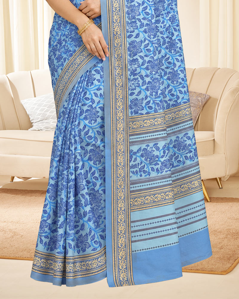 Vishal Prints Carolina Blue Digital Print Georgette Saree