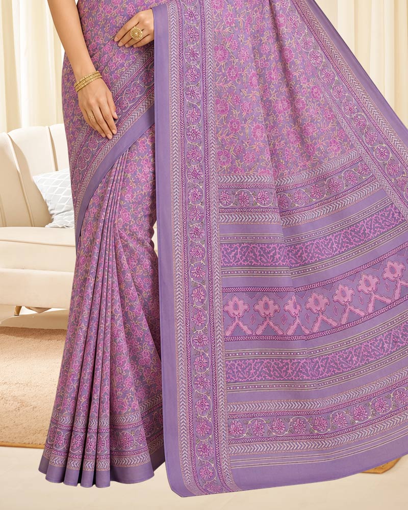 Vishal Prints Lavender Purple Digital Print Georgette Saree