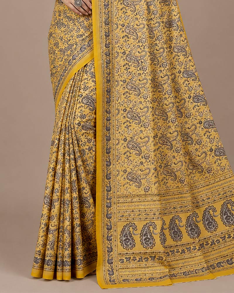 Vishal Prints Light Brownish Mustard Digital Print Georgette Saree