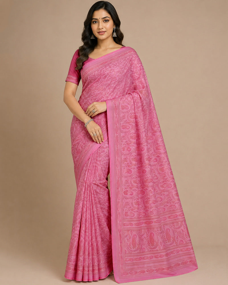 Vishal Prints Dusty Blush Pink Digital Print Georgette Saree