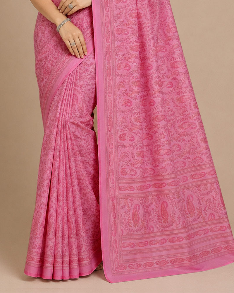 Vishal Prints Dusty Blush Pink Digital Print Georgette Saree