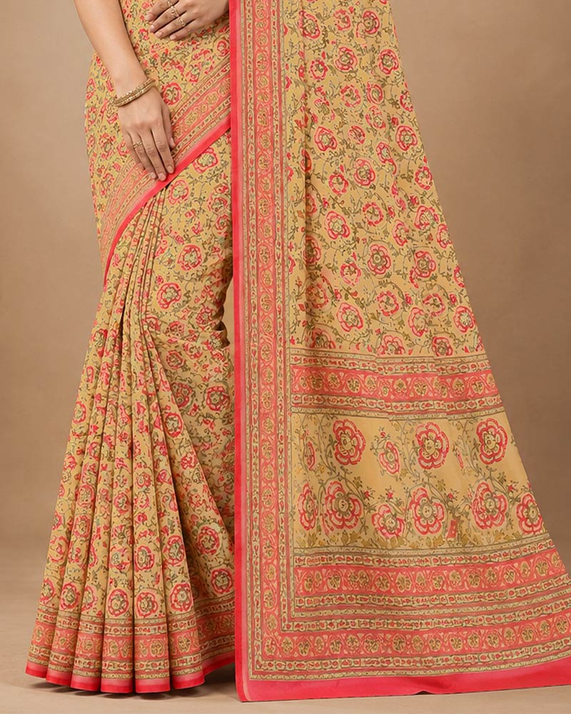 Vishal Prints Sandy Brown Digital Print Georgette Saree