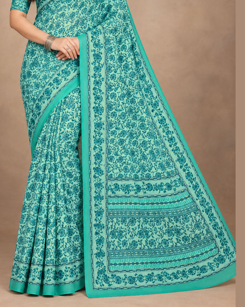 Vishal Prints Light Sea Green Digital Print Georgette Saree