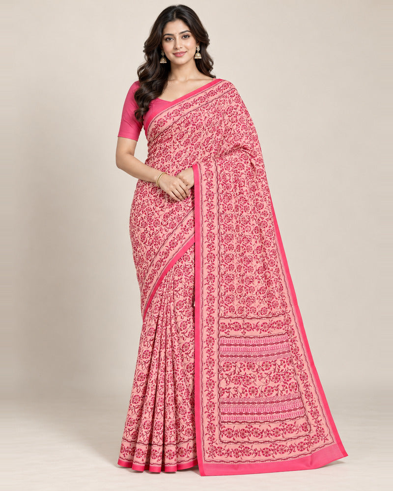 Vishal Prints Rosy Pink Digital Print Georgette Saree
