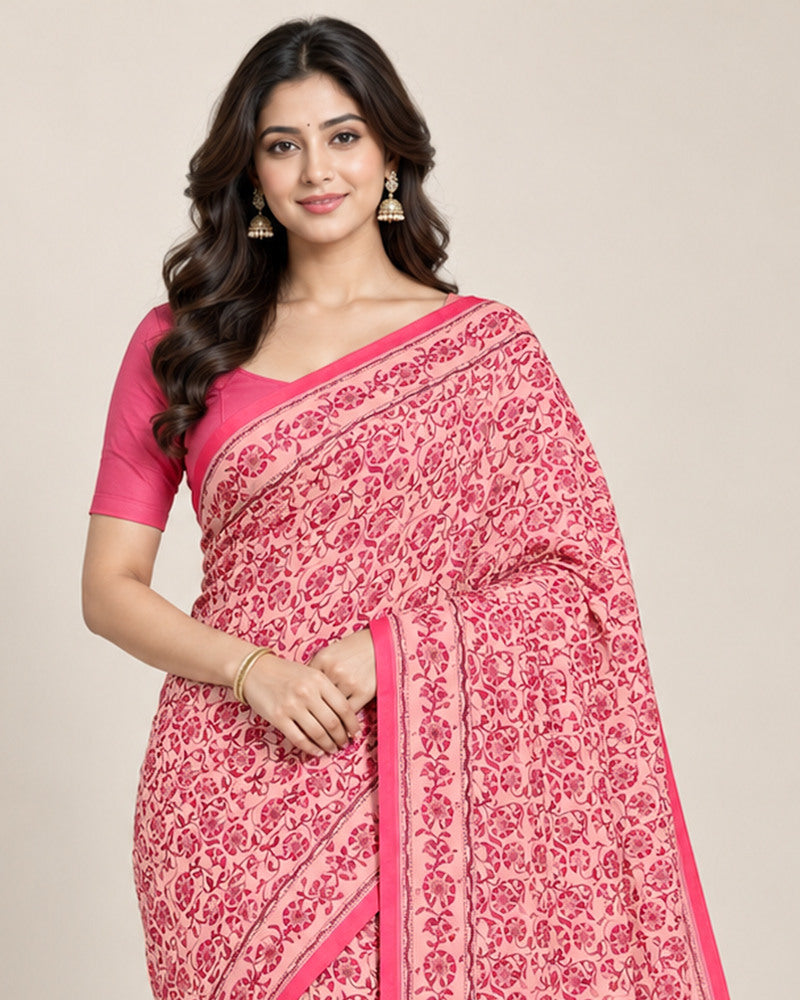 Vishal Prints Rosy Pink Digital Print Georgette Saree