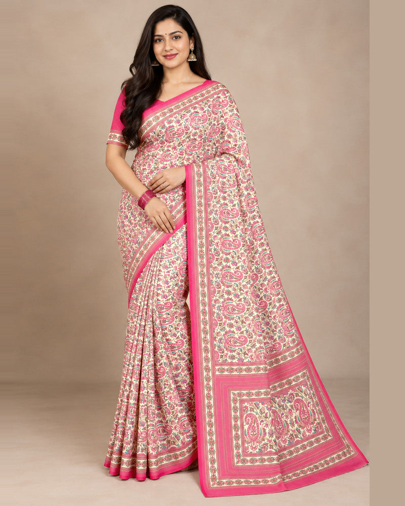 Vishal Prints French Rose Pink Digital Print Georgette Saree