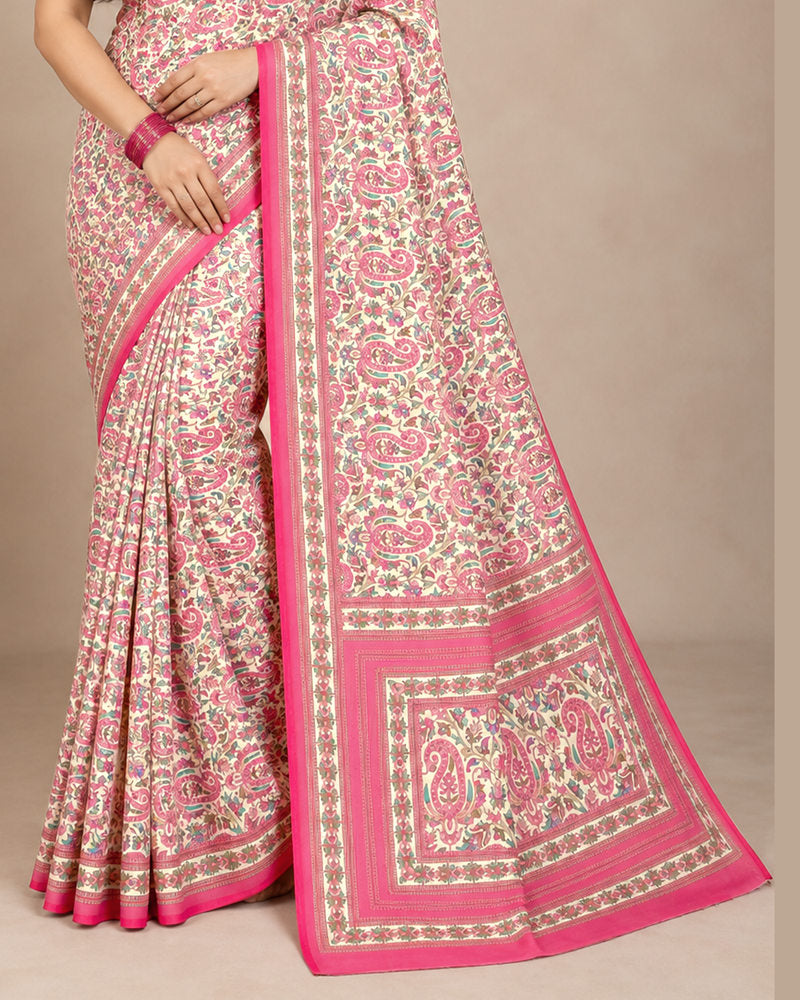Vishal Prints French Rose Pink Digital Print Georgette Saree