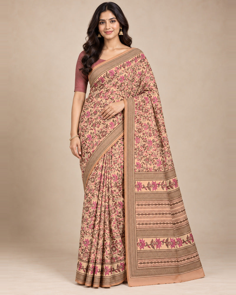 Vishal Prints Peachy Orange Digital Print Georgette Saree