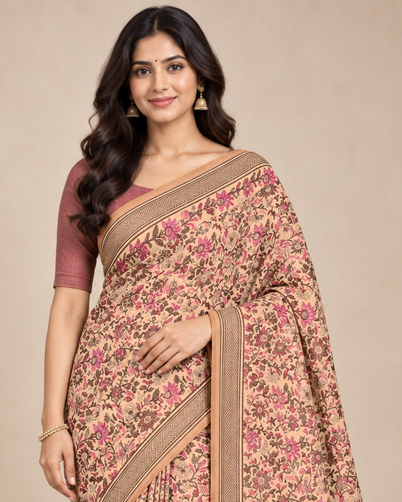 Vishal Prints Peachy Orange Digital Print Georgette Saree