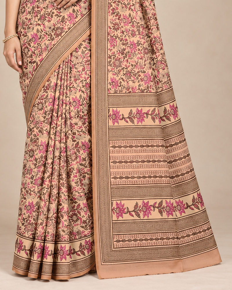 Vishal Prints Peachy Orange Digital Print Georgette Saree
