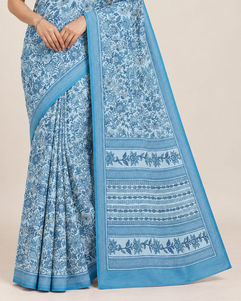 Vishal Prints Celestial Blue Digital Print Georgette Saree