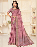 Vishal Prints Dusty Pink Digital Printed Poly Cotton Saree With Tassel