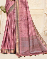 Vishal Prints Dusty Pink Digital Printed Poly Cotton Saree With Tassel
