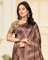 Vishal Prints Brownish Pink Digital Printed Poly Cotton Saree With Tassel