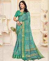 Vishal Prints Light Sea Green Digital Printed Poly Cotton Saree With Tassel