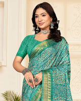 Vishal Prints Light Sea Green Digital Printed Poly Cotton Saree With Tassel
