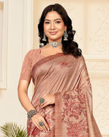 Vishal Prints Pinkish Tan Digital Printed Poly Cotton Saree With Tassel