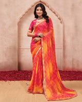 Vishal Prints Multi Colour Printed Chiffon Saree With Fancy Border