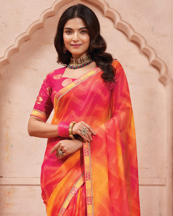 Vishal Prints Multi Colour Printed Chiffon Saree With Fancy Border