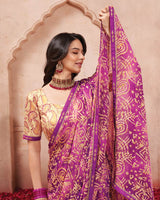 Vishal Prints Warm Purple Printed Chiffon Saree With Fancy Border