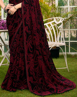 Vishal Prints Midnight Black Printed Chiffon Saree With Fancy Border